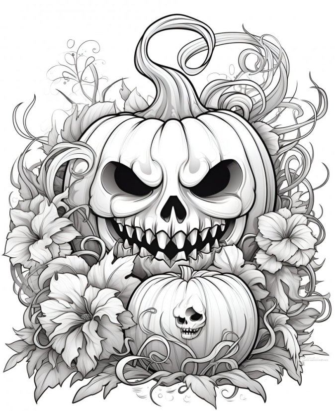 Digitální produkt: Omalovánky pro dospělé - Strašidelný Halloween 45 obrázku k vytisknutí