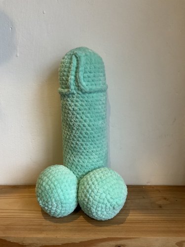 Handmade Crocheted Penis from Chenille Yarn - 10 inch - Barva: Light blue
