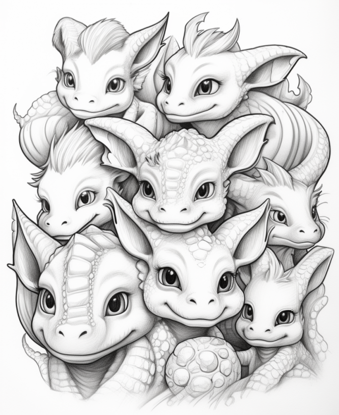 Digitální produkt: Omalovánky pro dospělé - Malý dráček 30 obrázků k vytisknutí