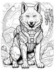 Digitální produkt: Omalovánky pro dospělé - Pes ve vesmíru 40 obrázků k vytisknutí