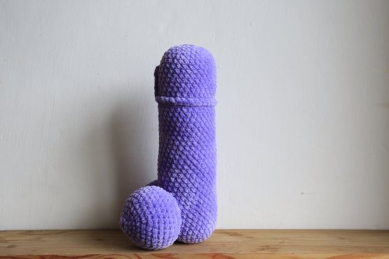 Handmade Crocheted Penis from Chenille Yarn - 10 inch