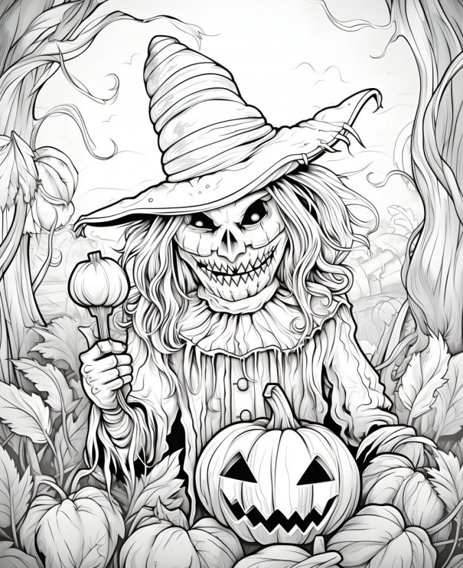 Digitální produkt: Omalovánky pro dospělé - Strašidelný Halloween 45 obrázku k vytisknutí