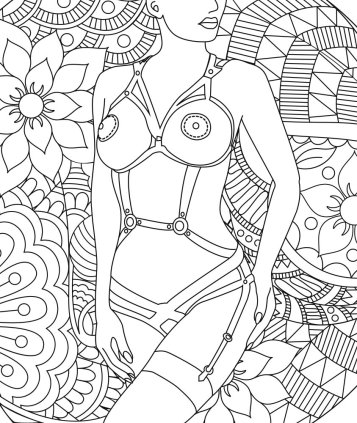 BDSM bondage coloring page from Tied Up In Colors