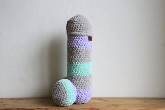 Handmade Crocheted Penis from Chenille Yarn - 10 inch
