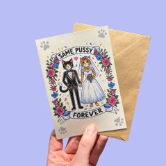 Svatební přání "SAME PUSSY FOREVER"