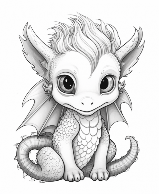 Digitální produkt: Omalovánky pro dospělé - Malý dráček 30 obrázků k vytisknutí