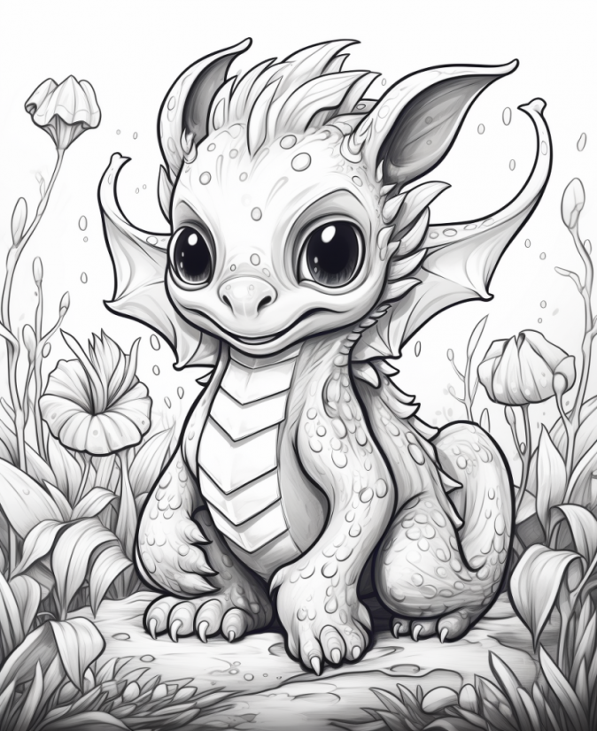 Digitální produkt: Omalovánky pro dospělé - Malý dráček 30 obrázků k vytisknutí