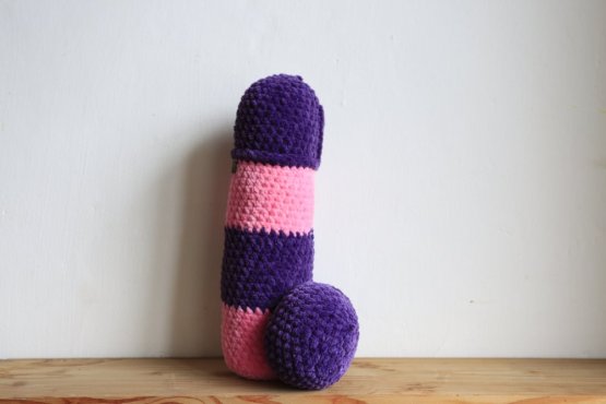 Handmade Crocheted Penis from Chenille Yarn - 10 inch