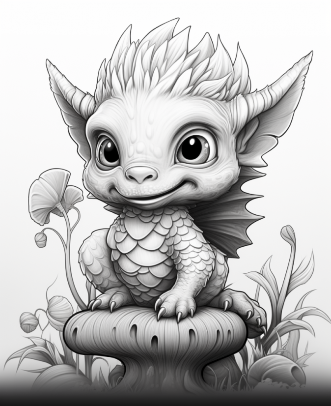 Digitální produkt: Omalovánky pro dospělé - Malý dráček 30 obrázků k vytisknutí