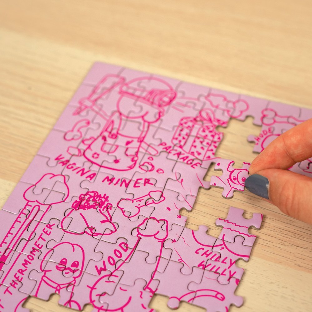 Detail skládání růžového Penis Puzzle