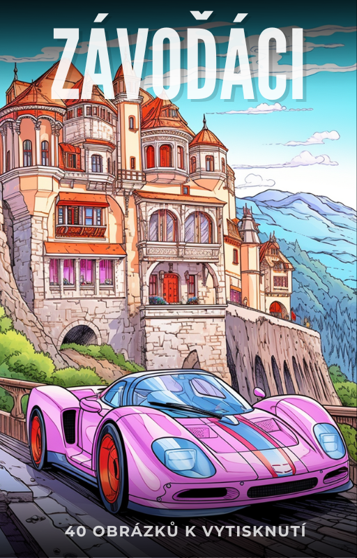 Digitální produkt: Omalovánky auta - závoďáci 40 stránek ke stažení