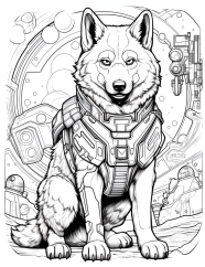 Digitální produkt: Omalovánky pro dospělé - Pes ve vesmíru 40 obrázků k vytisknutí