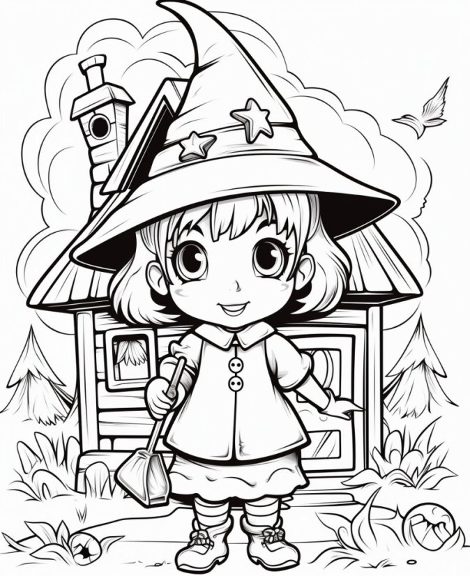 Čarodějnické Omalovánky - Magický svět čarodějnic pro děti - omalovánky k vytisknutí